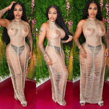 Load image into Gallery viewer, Sexy solid color knitted sheer dress(AY1776)