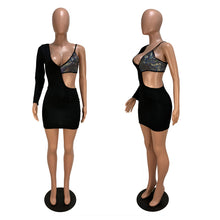 Load image into Gallery viewer, Fashion Patchwork Sequin Long Sleeve Dress(AY1717)