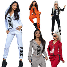 Load image into Gallery viewer, Letter printing leisure sports two-piece suit(AY1582)