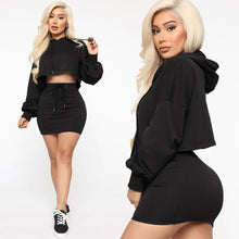 Load image into Gallery viewer, Hooded strappy solid color skirt suit AY1175