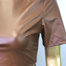 Load image into Gallery viewer, Fashion skinny stretch PU leather pants two-piece set(AY1764)