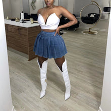 Load image into Gallery viewer, Hot pleated denim skirt(AY1564)