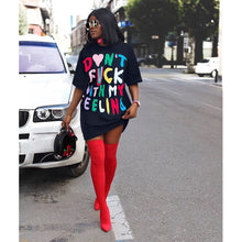 Load image into Gallery viewer, Fashion multicolor contrast letter T-shirt dress AY1909