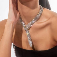 Load image into Gallery viewer, Cross Snake Head Full Rhinestone Necklace(AE4078)