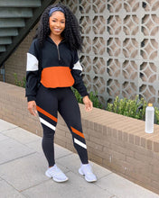 Load image into Gallery viewer, Multicolor stitching casual sports suit