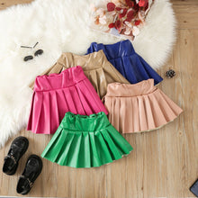 Load image into Gallery viewer, Children's PU pleated skirt short skirt AY3086

