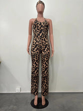 Load image into Gallery viewer, Leopard print women's suspender jumpsuit (with headscarf) AY2924
