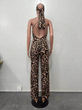 Load image into Gallery viewer, Leopard print women's suspender jumpsuit (with headscarf) AY2924
