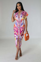 Load image into Gallery viewer, V-neck tight fitting dress with ethnic style slit and pleated positioning dress AY3007
