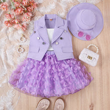 Load image into Gallery viewer, c=Children's vest, T-shirt, hat, skirt, four piece set AY3097
