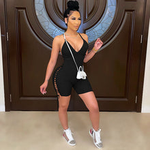 Load image into Gallery viewer, Fashion casual ribbed suspender solid color jumpsuit AY2797
