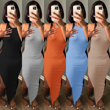 Load image into Gallery viewer, Solid color sexy split dress AY2937
