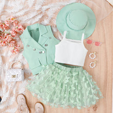 Load image into Gallery viewer, c=Children's vest, T-shirt, hat, skirt, four piece set AY3097
