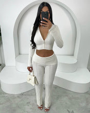 Load image into Gallery viewer, Fashion solid color knitted long sleeved two-piece set AY3605
