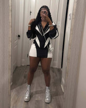 Load image into Gallery viewer, Casual contrast color long-sleeved jacket and short skirt suit AY3662
