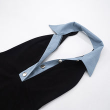 Load image into Gallery viewer, Denim contrast color slim summer women's jumpsuit shorts
