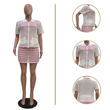 Load image into Gallery viewer, Casual loose fit knitted small suit beach skirt suit AY3660

