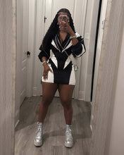 Load image into Gallery viewer, Casual contrast color long-sleeved jacket and short skirt suit AY3662
