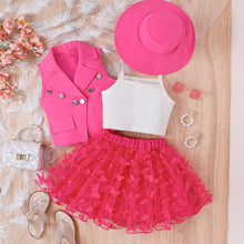 Load image into Gallery viewer, c=Children's vest, T-shirt, hat, skirt, four piece set AY3097
