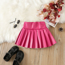 Load image into Gallery viewer, Children's PU pleated skirt short skirt AY3086
