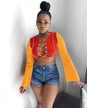 Load image into Gallery viewer, Sexy contrast color patchwork top AY3073

