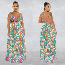 Load image into Gallery viewer, Printed chain sleeveless suspender long dress dress AY2982
