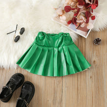 Load image into Gallery viewer, Children's PU pleated skirt short skirt AY3086
