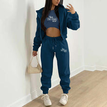 Load image into Gallery viewer, Fashion hooded letter printed plush sweater three piece set AY3208
