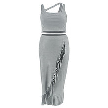 Load image into Gallery viewer, Oversized women's tassel irregular sleeveless skirt set AY3470
