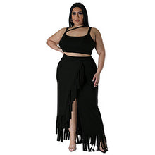 Load image into Gallery viewer, Oversized women's tassel irregular sleeveless skirt set AY3470
