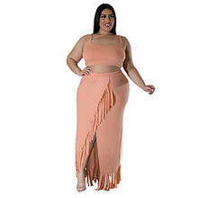 Load image into Gallery viewer, Oversized women's tassel irregular sleeveless skirt set AY3470

