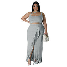 Load image into Gallery viewer, Oversized women's tassel irregular sleeveless skirt set AY3470
