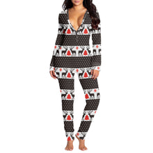 Load image into Gallery viewer, New women's romper printed Christmas button long sleeve nightgown AY2577

