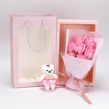 Load image into Gallery viewer, Valentine's Day 7 soap flower rose bouquet bear gift box（AE4086）
