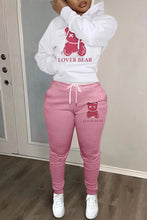 Load image into Gallery viewer, Hooded bear pattern sweater trousers casual sports two-piece set(AY2600)
