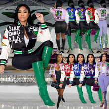Load image into Gallery viewer, Printed threaded fashion women's top baseball jacket AY2704
