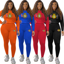 Load image into Gallery viewer, Women's gold stamping pattern sports and leisure trade long two sets AY2573
