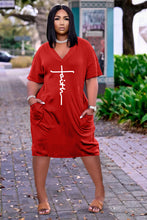 Load image into Gallery viewer, Sexy Letter Print V Neck Dress（AY2104)
