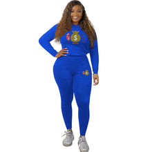 Load image into Gallery viewer, Women's gold stamping pattern sports and leisure trade long two sets AY2573
