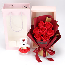 Load image into Gallery viewer, Valentine's Day 7 soap flower rose bouquet bear gift box（AE4086）
