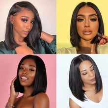 Load image into Gallery viewer, Human hair natural color BOBO head wig mid-point short straight hair（AH5030）
