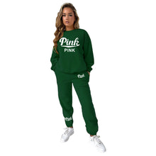 Load image into Gallery viewer, Women's printed large size round neck hoodie two-piece set AY2593
