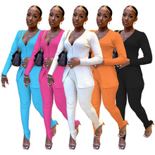 Load image into Gallery viewer, Thickened rib cardigan knitted two-piece set(AY2483)
