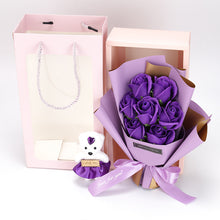 Load image into Gallery viewer, Valentine's Day 7 soap flower rose bouquet bear gift box（AE4086）
