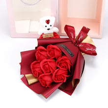 Load image into Gallery viewer, Valentine's Day 7 soap flower rose bouquet bear gift box（AE4086）
