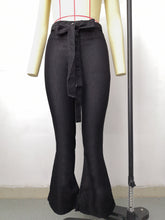 Load image into Gallery viewer, High Waist Micro Stretch Lace Up Flare Jeans
