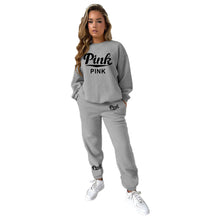 Load image into Gallery viewer, Women's printed large size round neck hoodie two-piece set AY2593
