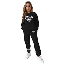 Load image into Gallery viewer, Women's printed large size round neck hoodie two-piece set AY2593
