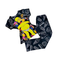 Load image into Gallery viewer, women's cartoon printed short-sleeved trousers two-piece suit
