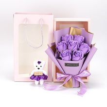 Load image into Gallery viewer, Valentine's Day 7 soap flower rose bouquet bear gift box（AE4086）

